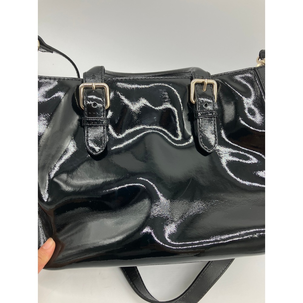 Kate Spade New York Black Patent Leather Tote Bag Gold Hardware Handbag - Picture 6 of 8